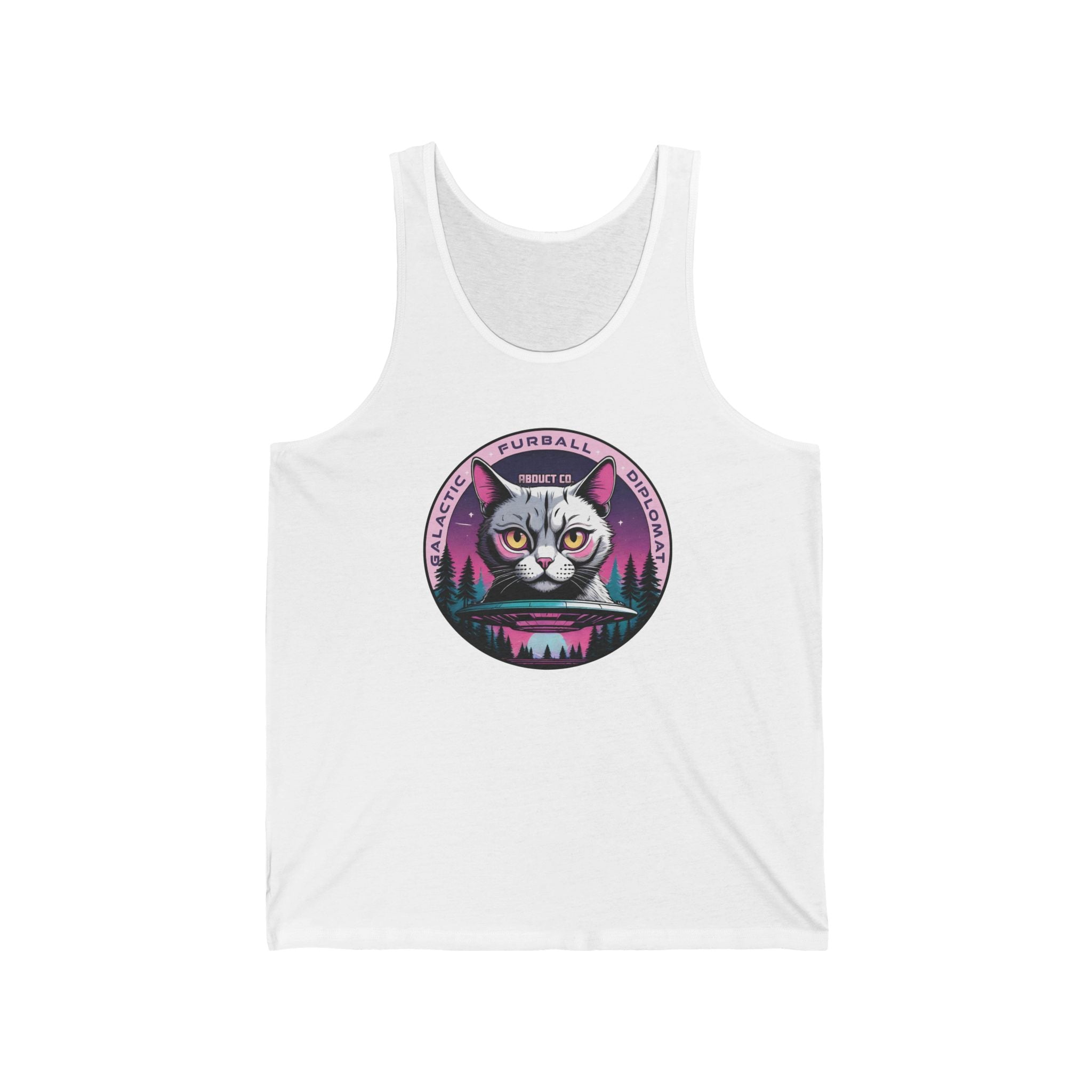 Galactic Furball Diplomat UFO Cat - Unisex Cotton Tank Top