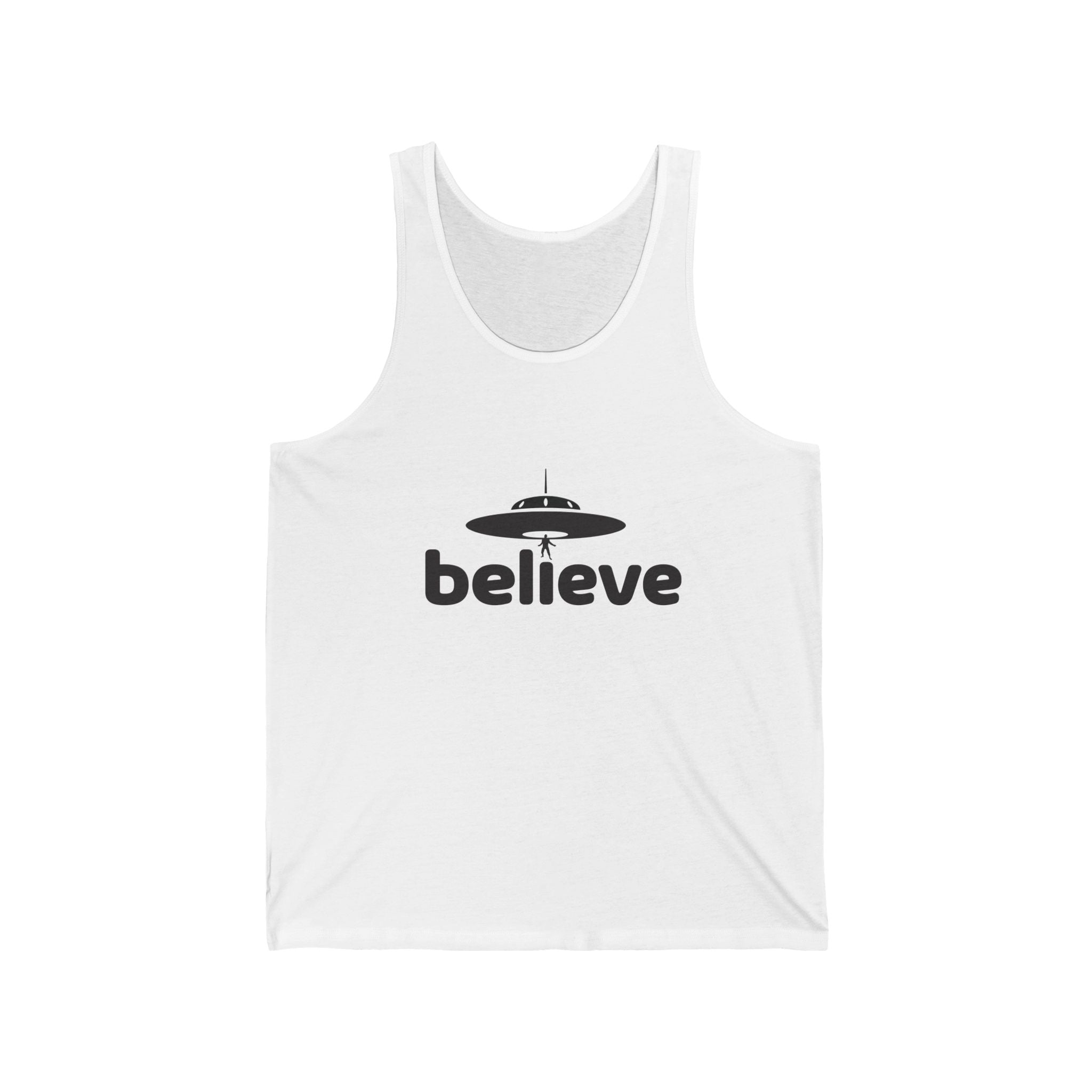 Believe UFO Alien Unisex Cotton Tank Top (black)