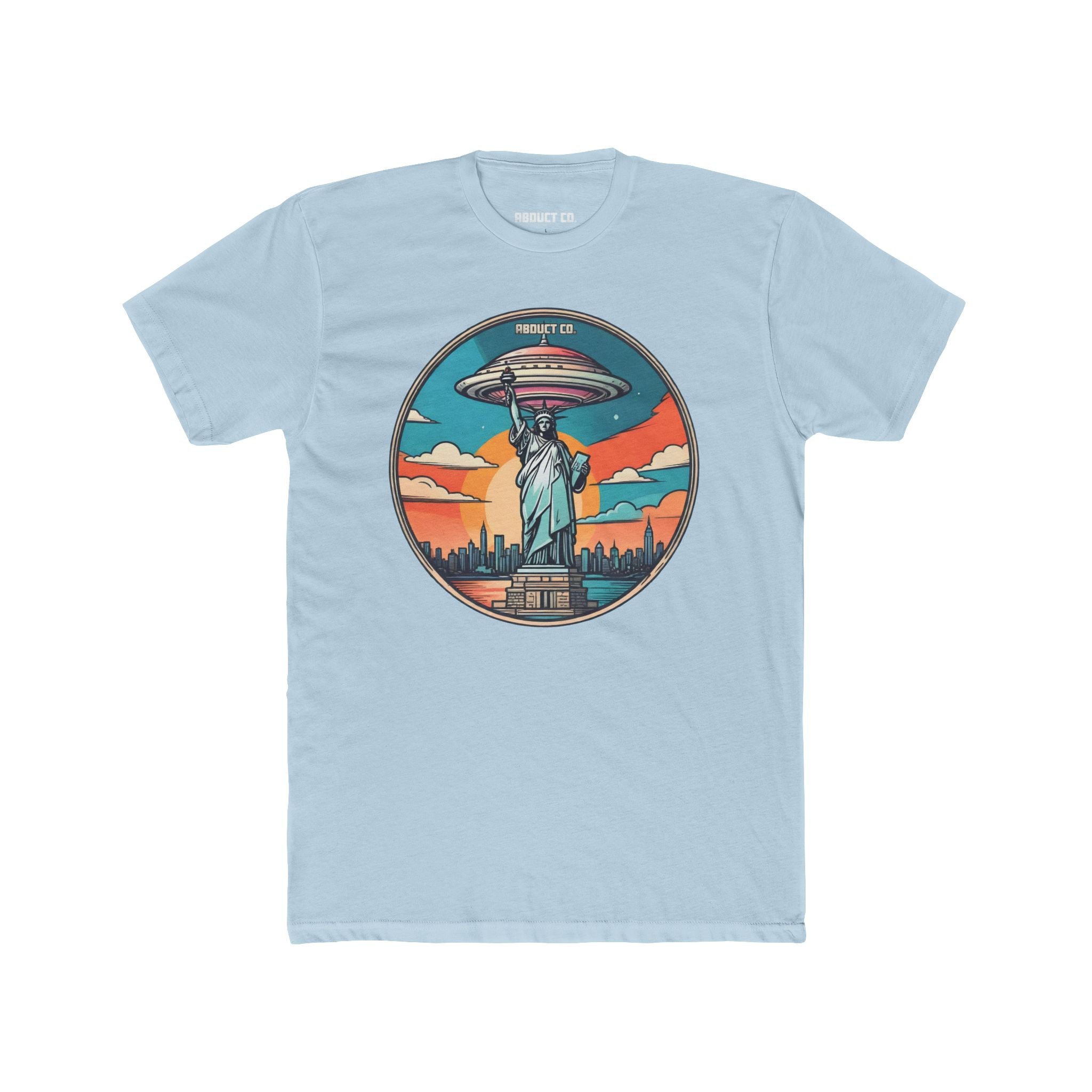 UFO Over Statue of Liberty Cotton Graphic Tee