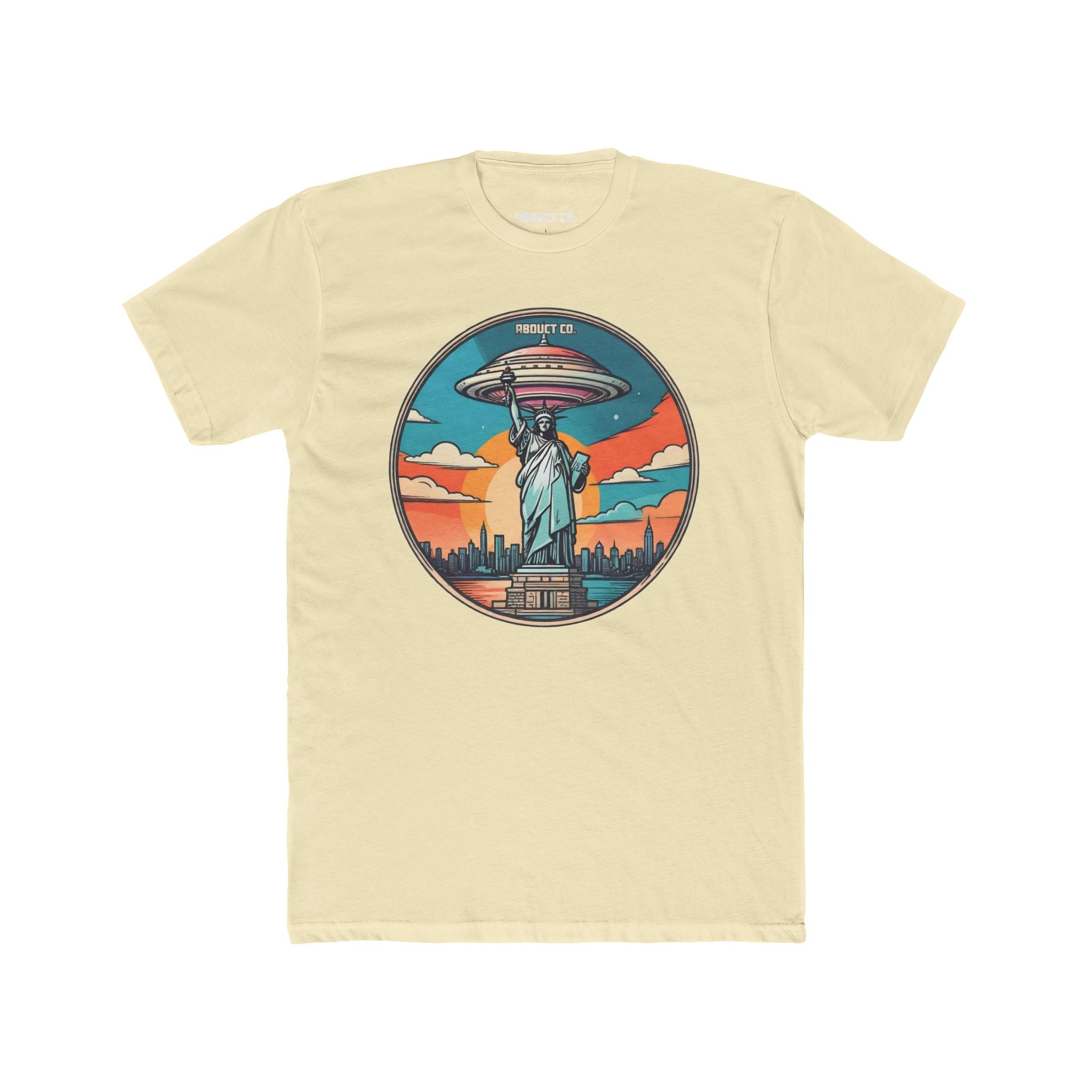 UFO Over Statue of Liberty Cotton Graphic Tee