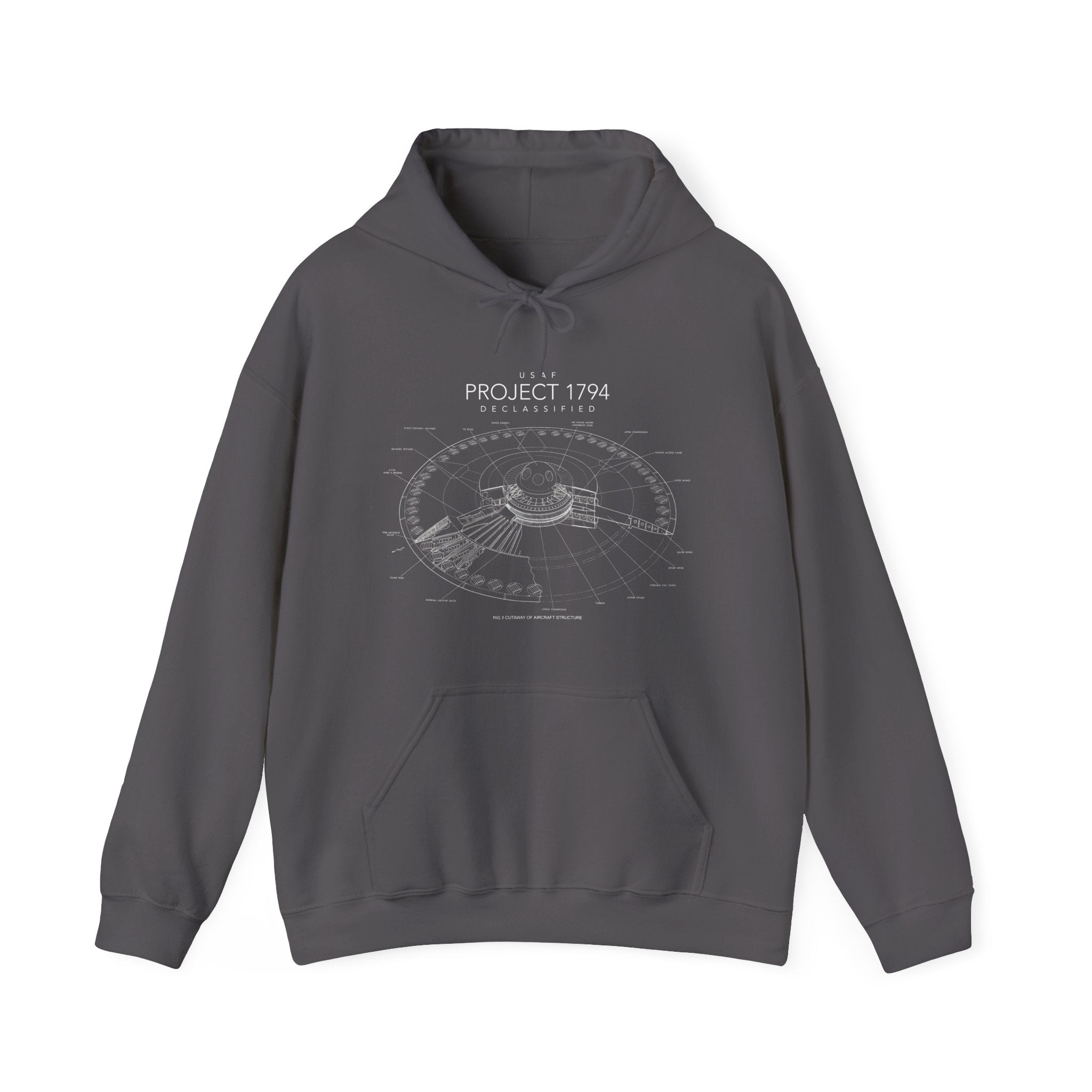 USAF Project 1794 UFO UAP Cotton Hooded Sweatshirt
