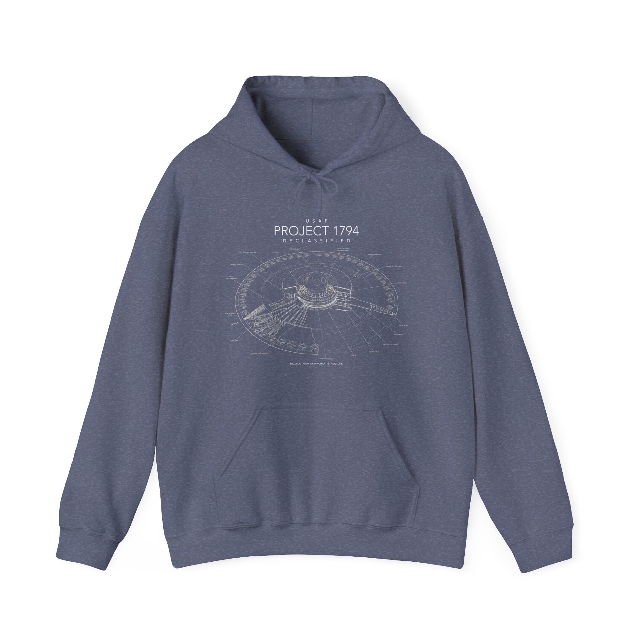 USAF Project 1794 UFO UAP Cotton Hooded Sweatshirt