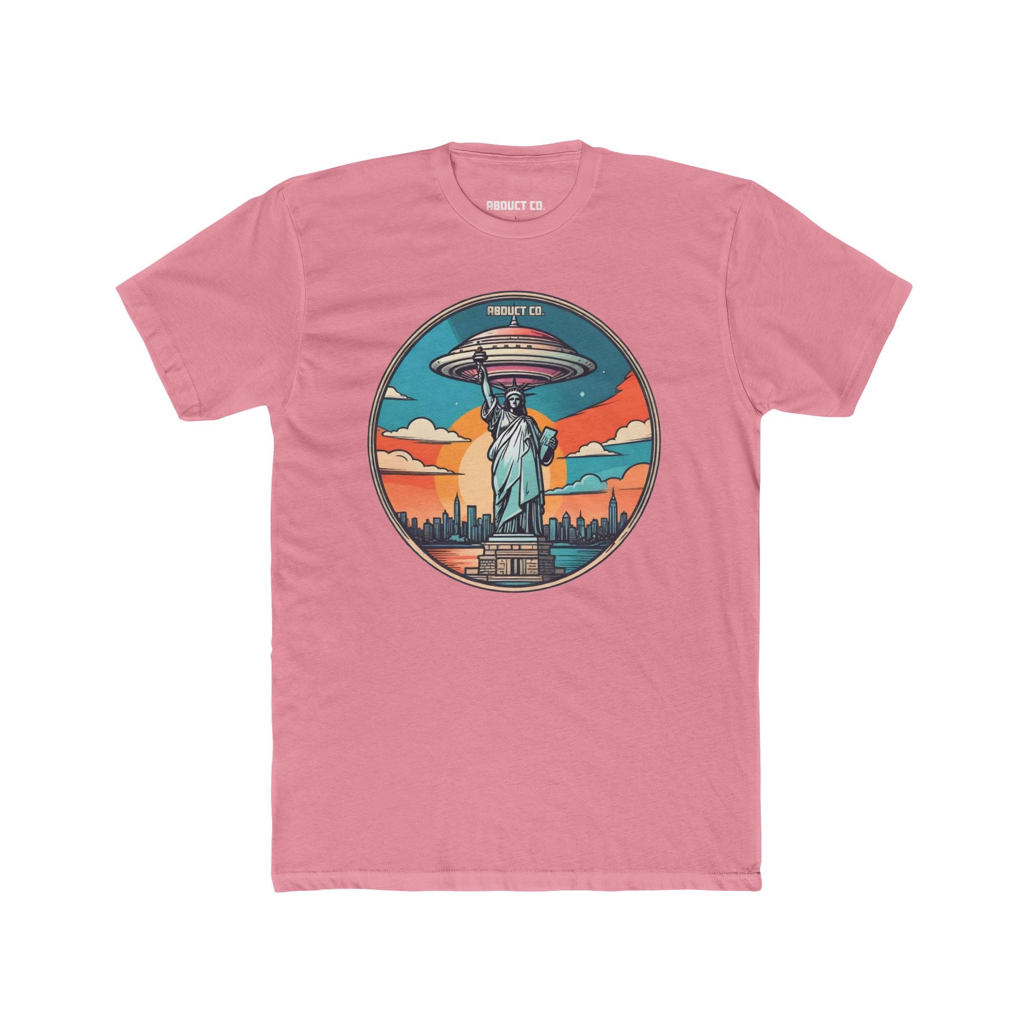 UFO Over Statue of Liberty Cotton Graphic Tee