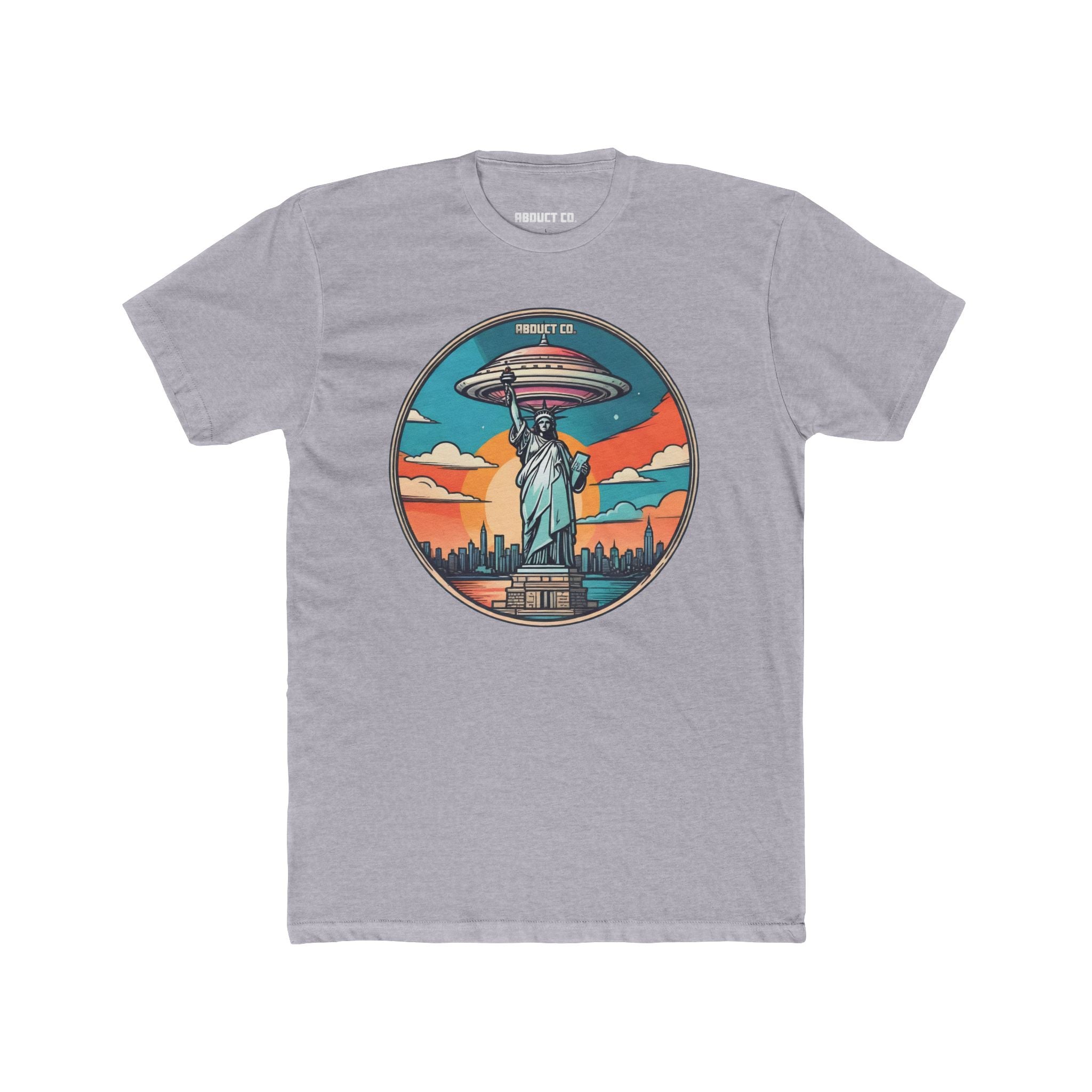 UFO Over Statue of Liberty Cotton Graphic Tee