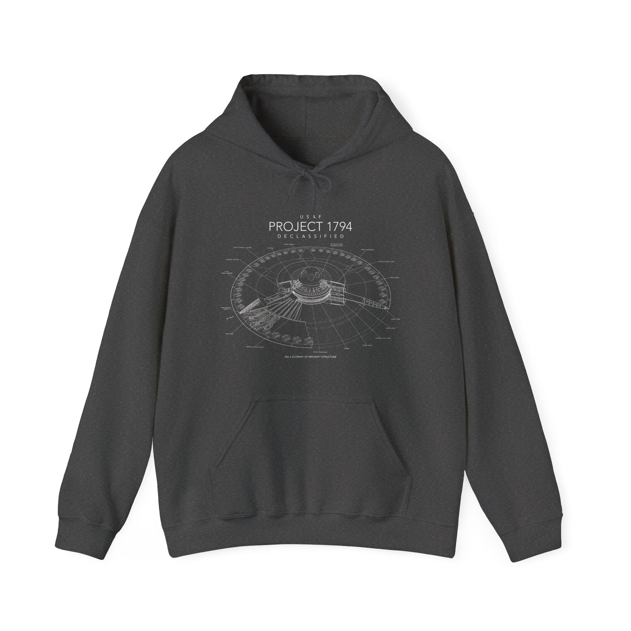 USAF Project 1794 UFO UAP Cotton Hooded Sweatshirt
