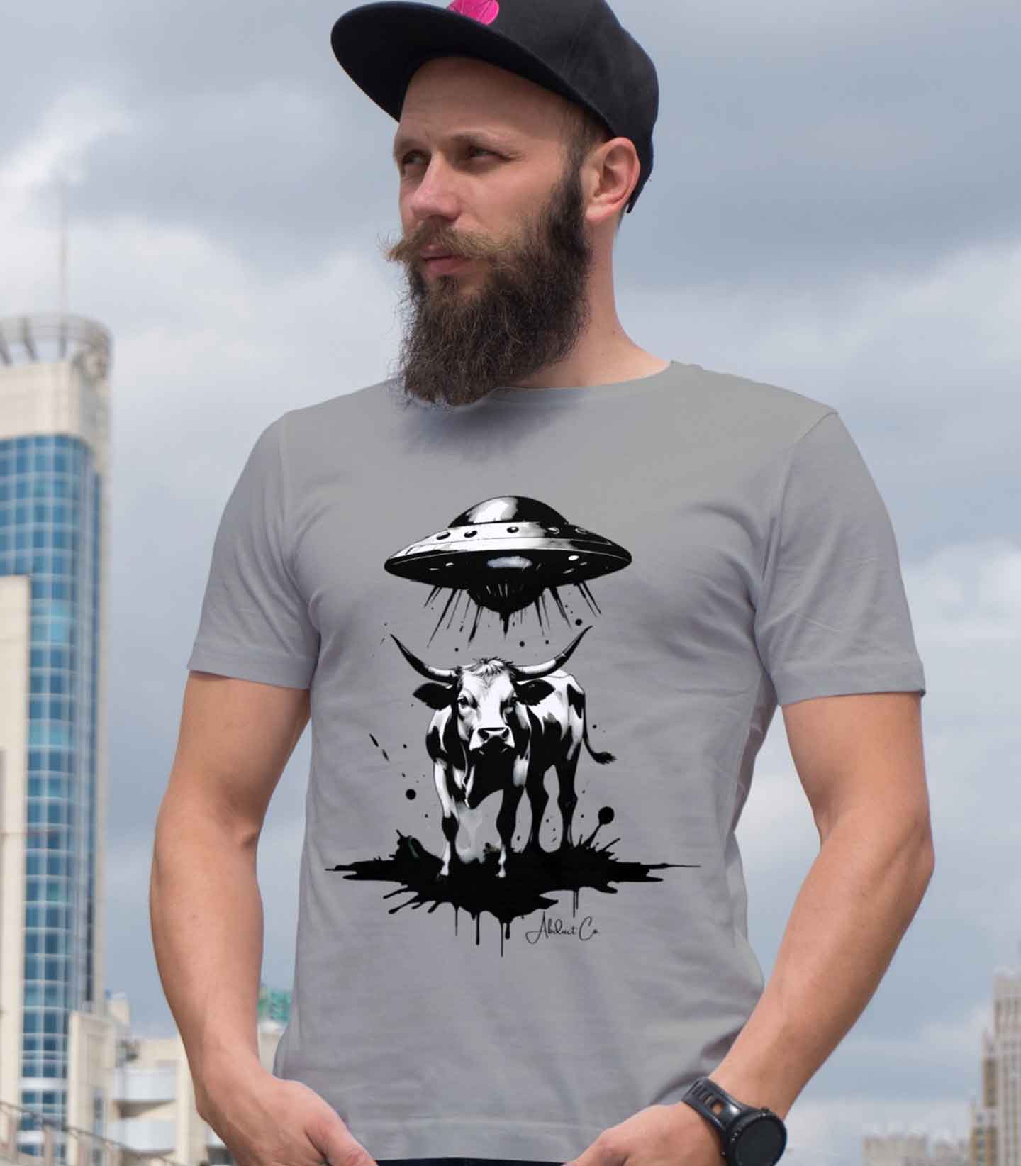 Holy Cow UFO Abduction Cotton T-Shirt