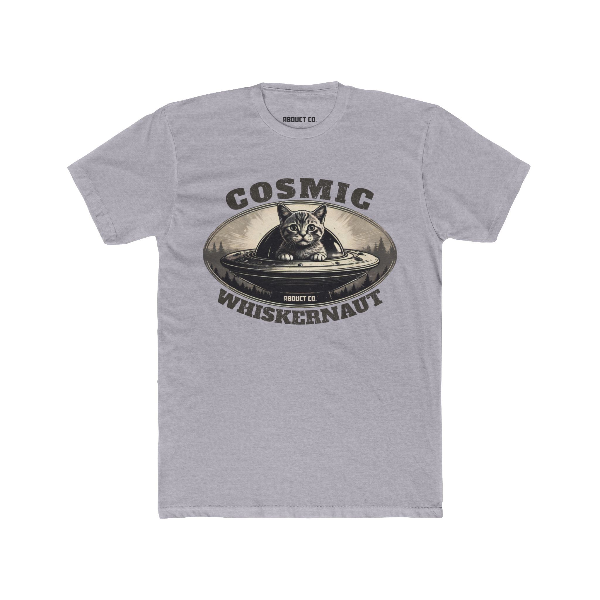 Cosmic Whiskernaut Space Kitty UFO Cotton Tee