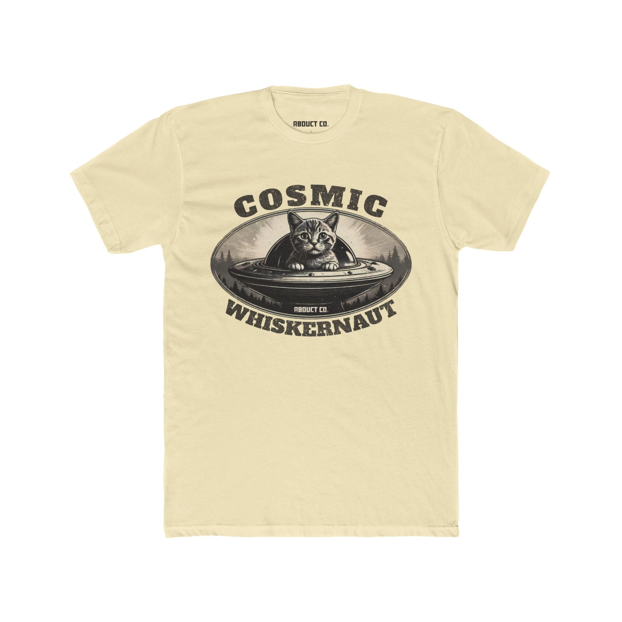 Cosmic Whiskernaut Space Kitty UFO Cotton Tee