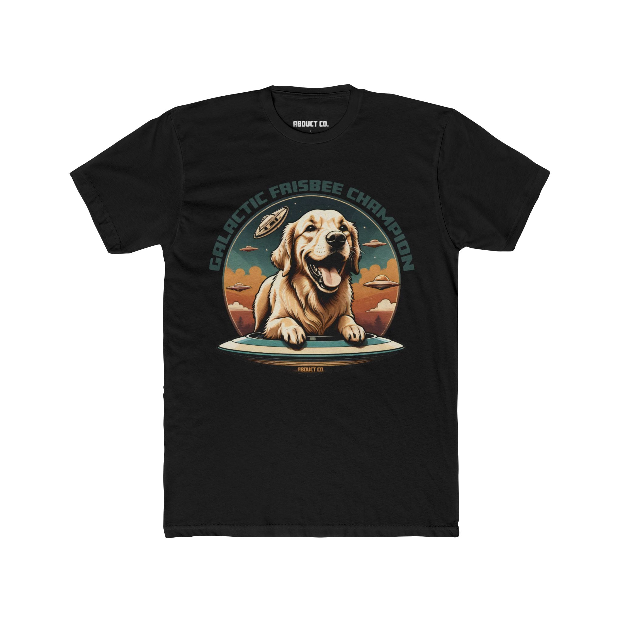 Galactic Frisbee Champion UFO Dog Cotton Tee