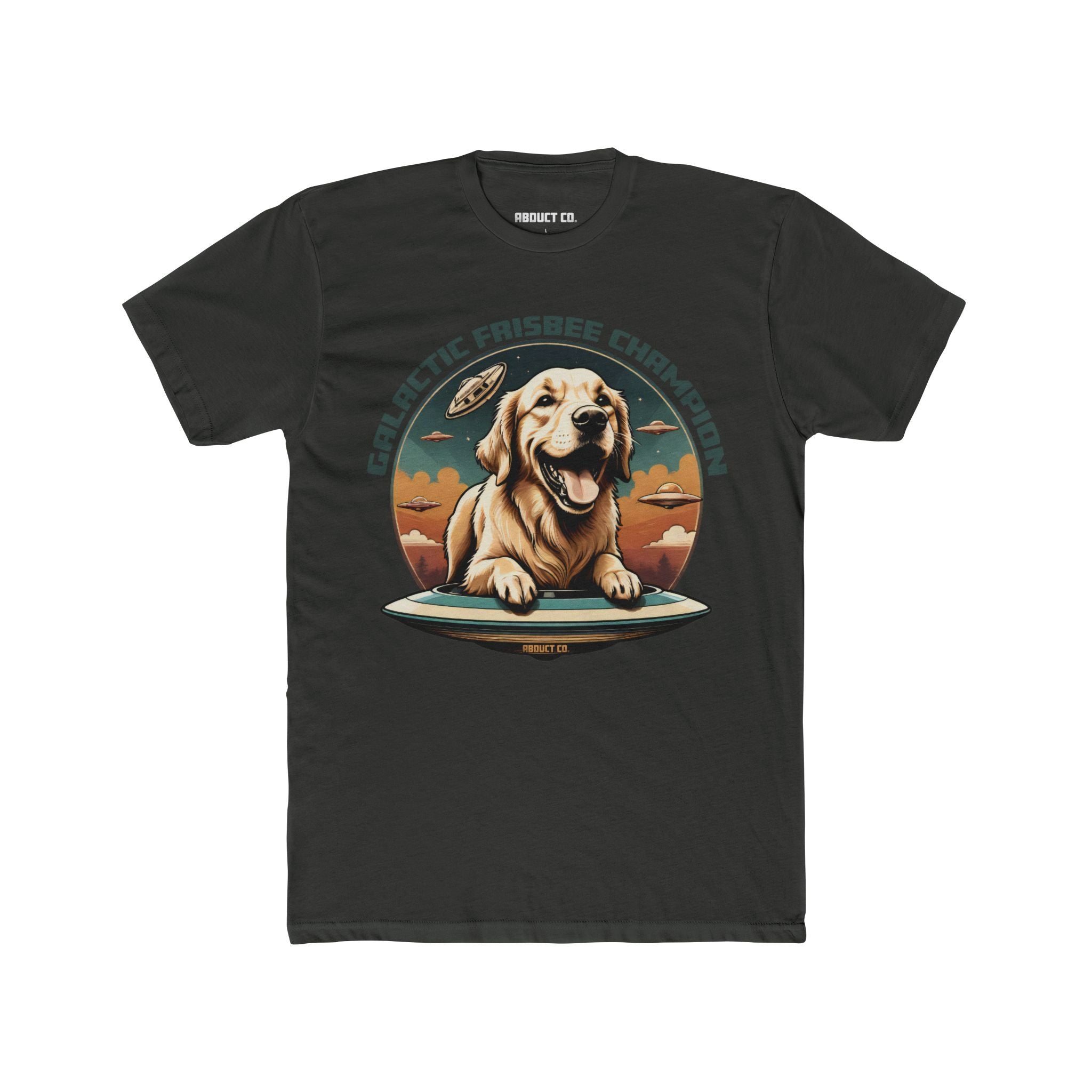 Galactic Frisbee Champion UFO Dog Cotton Tee