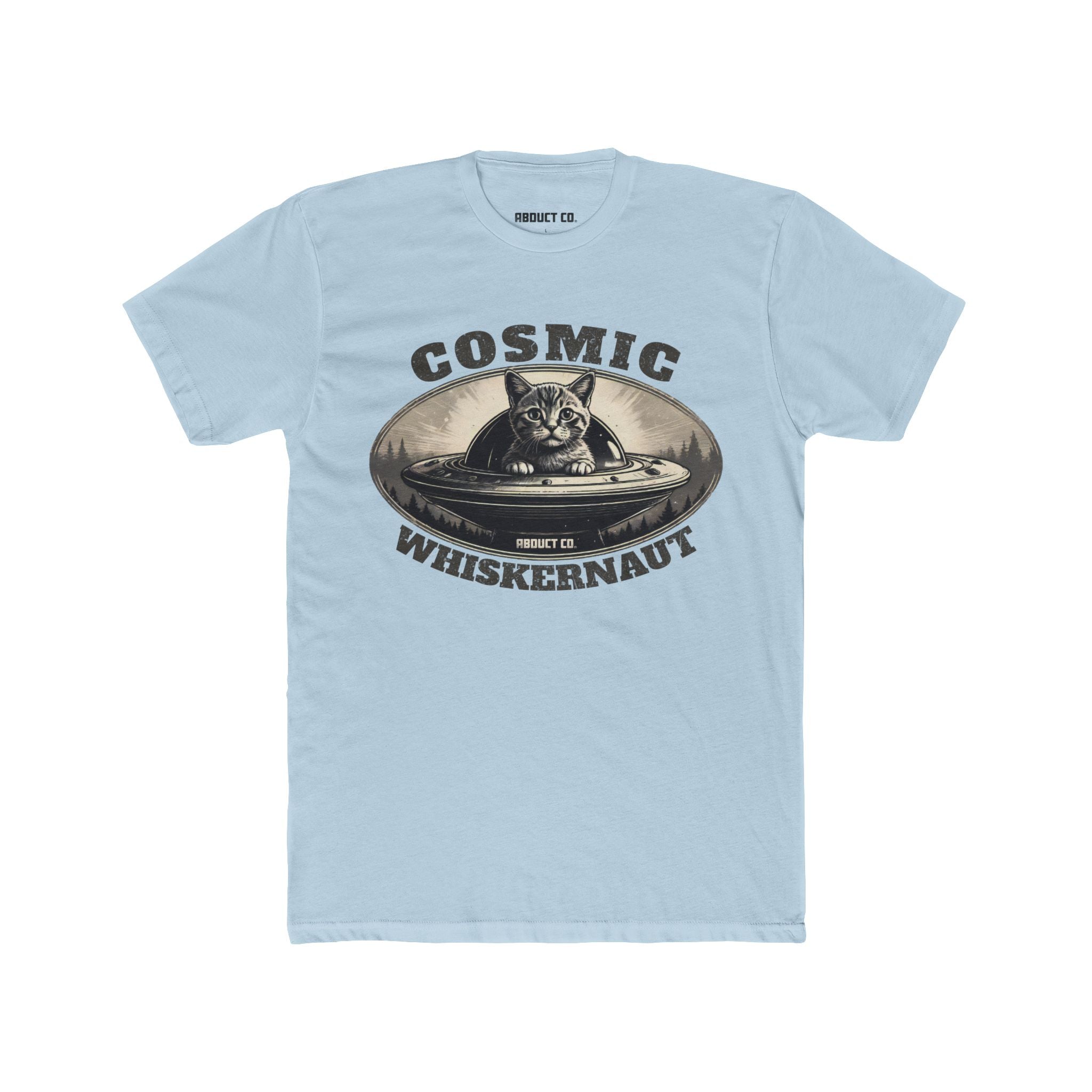 Cosmic Whiskernaut Space Kitty UFO Cotton Tee