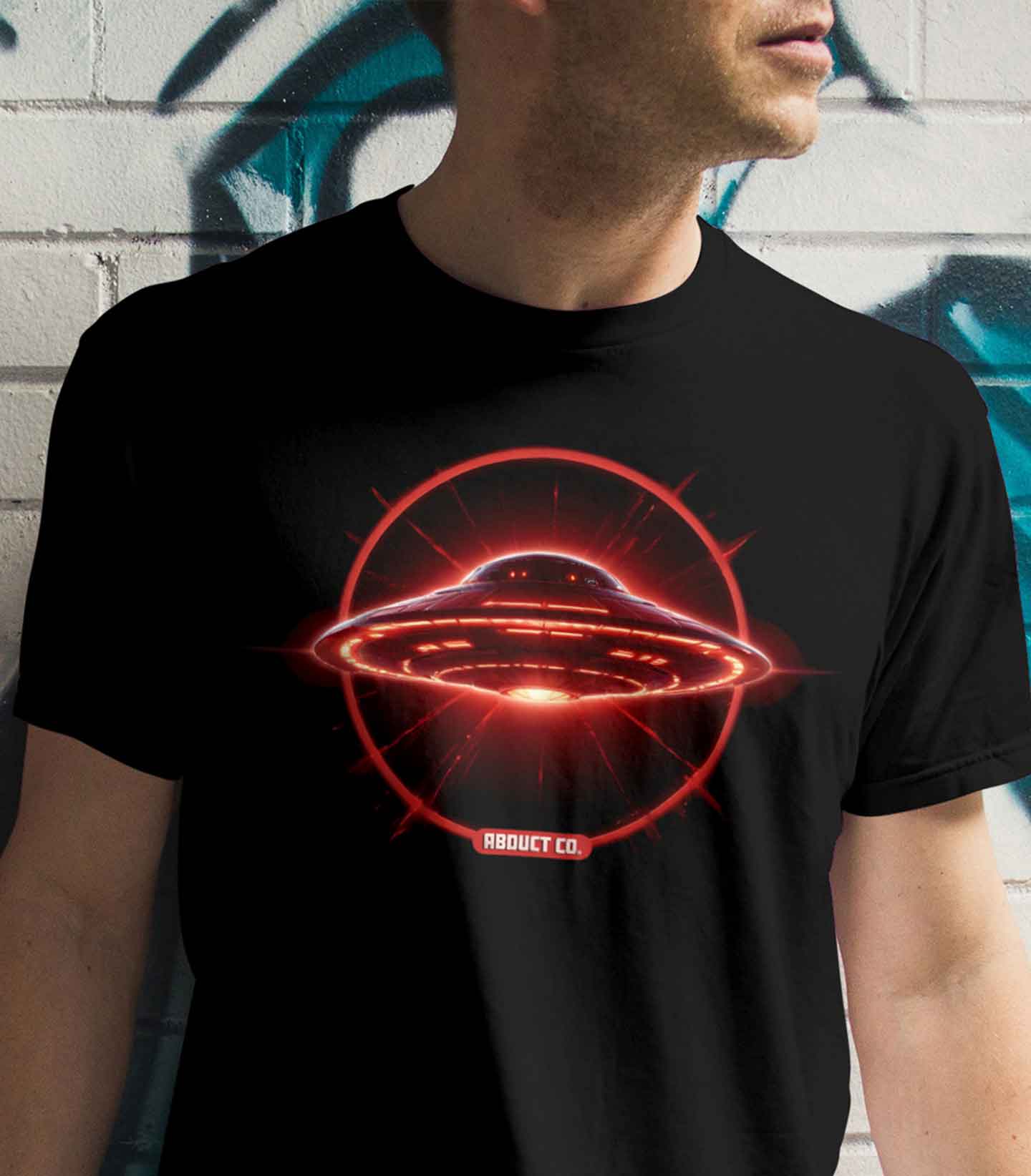 Red UFO Graphic Cotton Tee